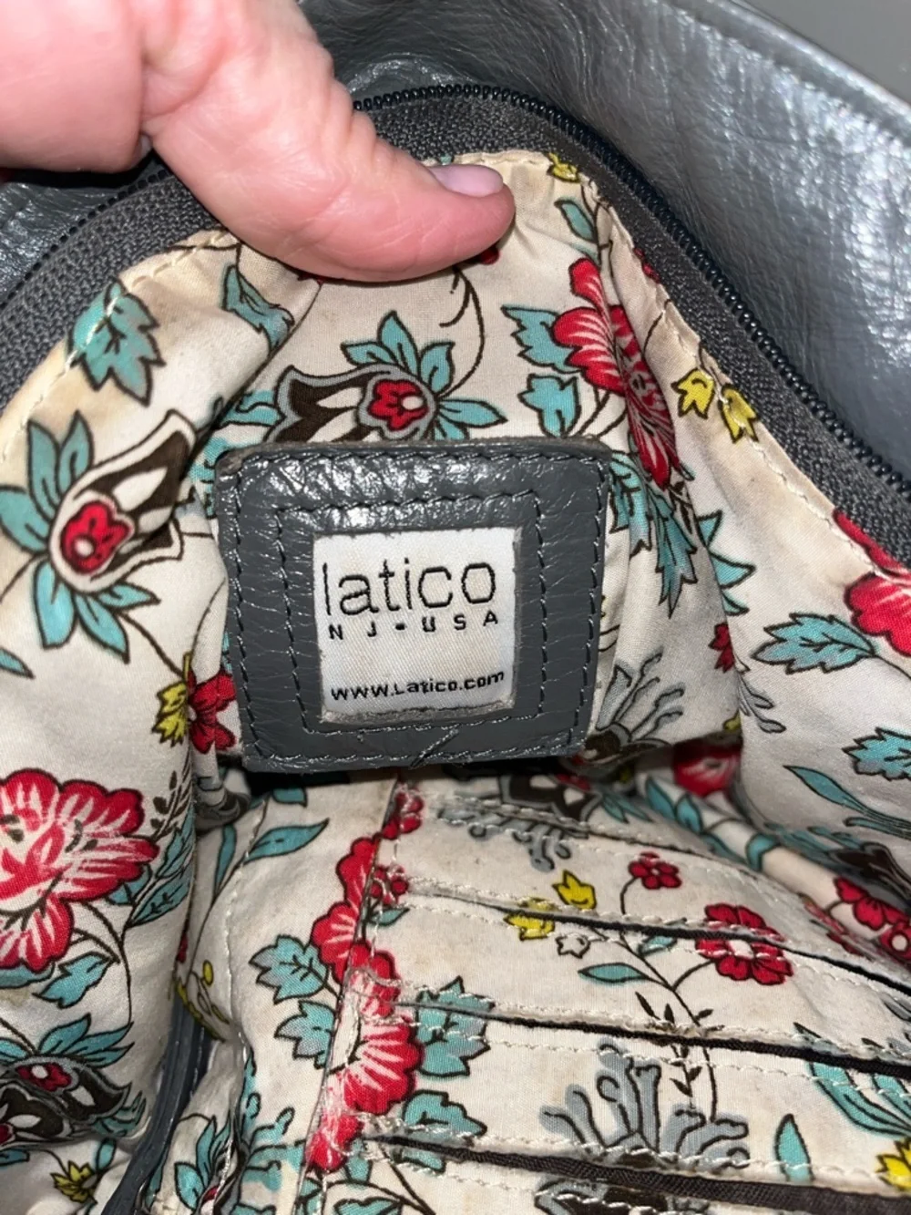 Latico NJ USA Gray Leather Shoulder Tote